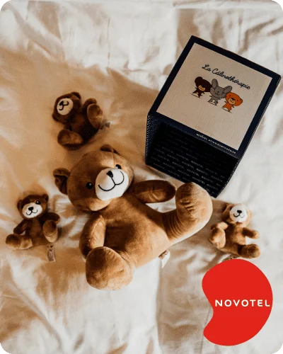 peluche sur mesure ours hotel Novotel